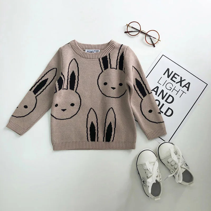 Baby Girl Sweater Cardigan Coat Cartoon Rabbit Knitwear