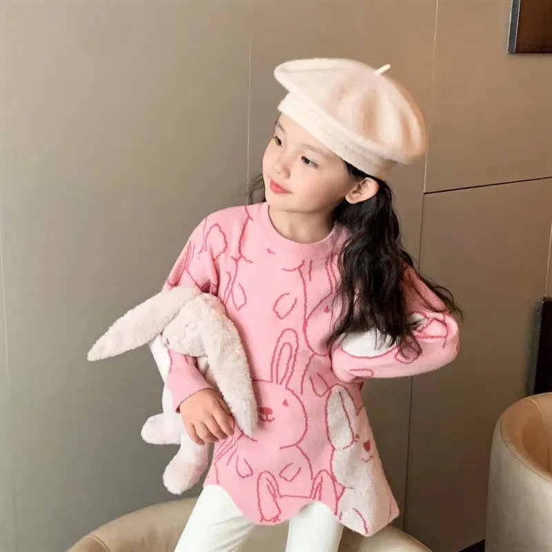 Kids Cute Rabbit Knit Sweaters Pullover Long Sleeve 6 8