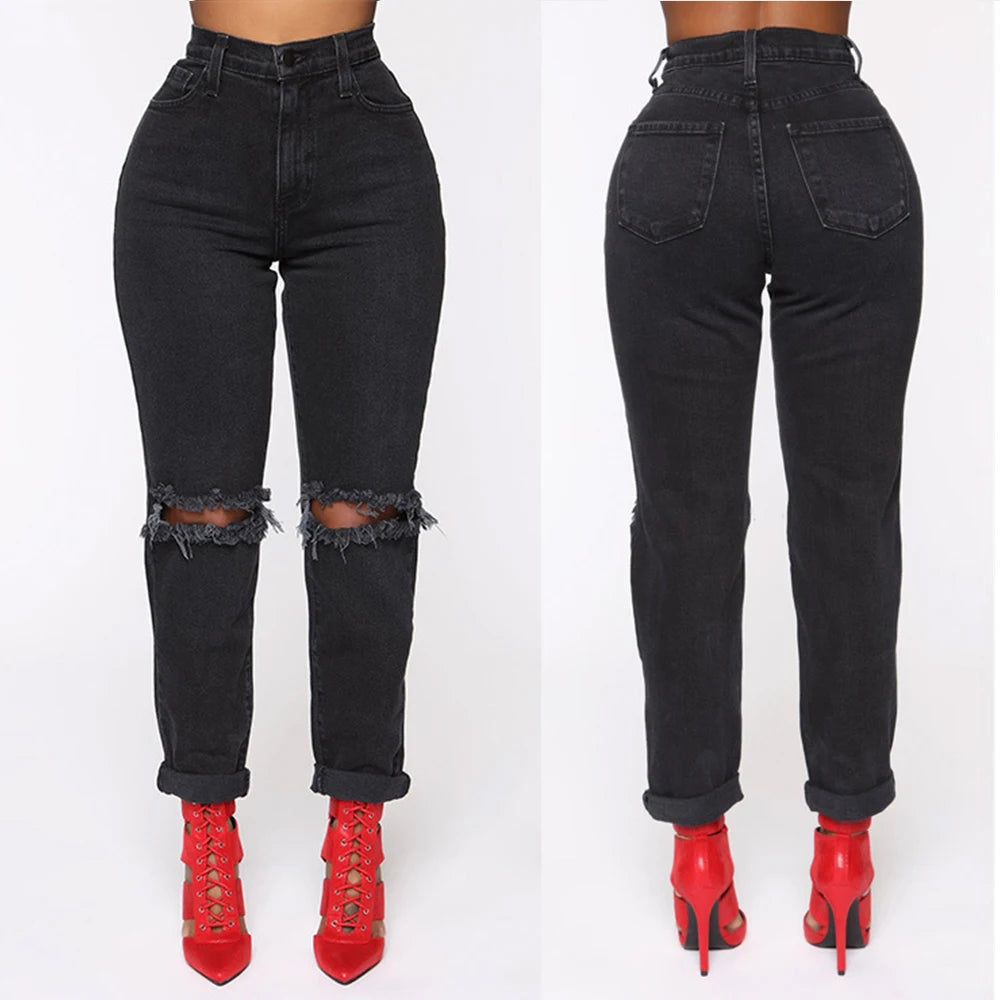 Women Jeans Knee Ripped Small-Plus Size Distressed