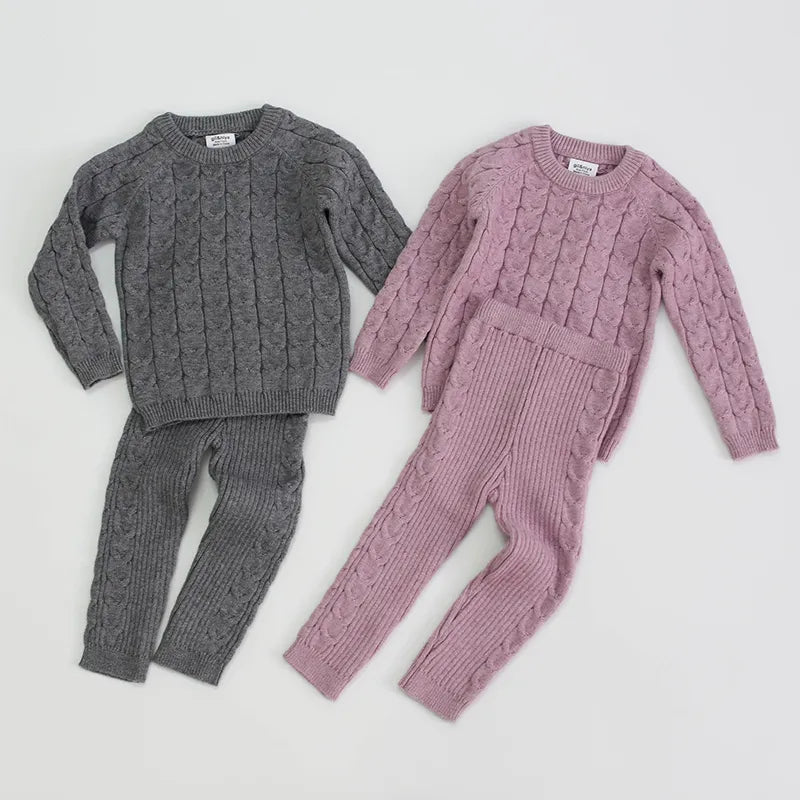 Baby Boys/Girls Knit Base Shirt Long Sleeve Top + Pants Clothing Sets