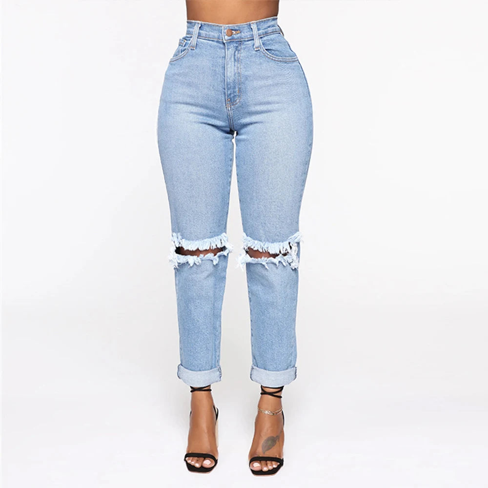 Women Jeans Knee Ripped Small-Plus Size Distressed