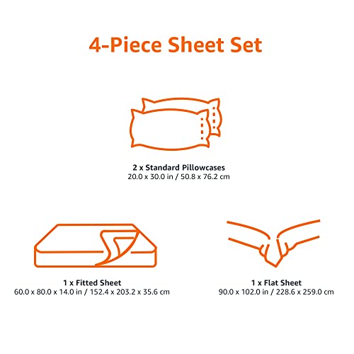 Amazon Basics Lightweight Super Soft Easy Care Microfiber 4 Piece Bed Sheet Set with 14-Inch Deep Pockets, Queen, Black, Solid