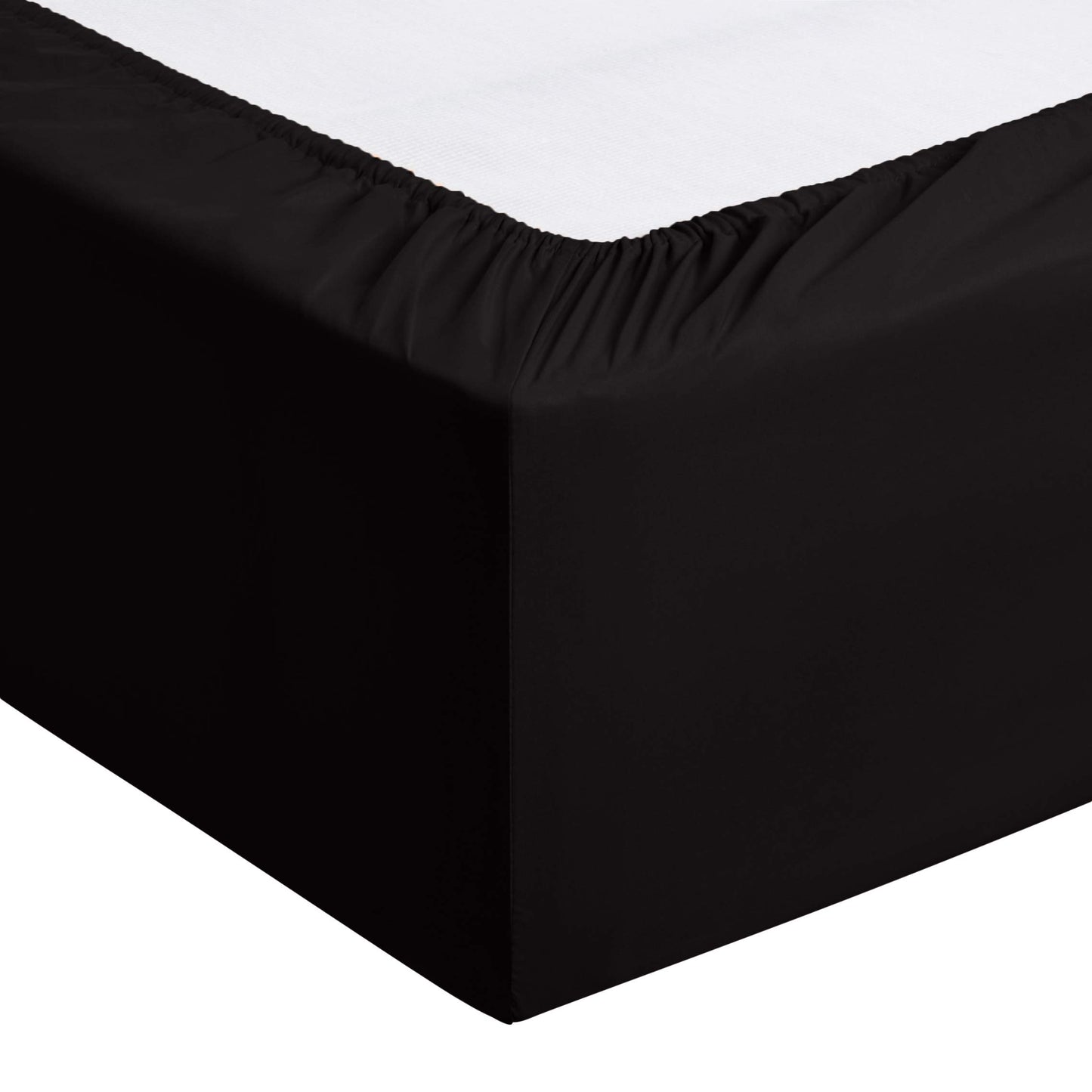 Amazon Basics Lightweight Super Soft Easy Care Microfiber 4 Piece Bed Sheet Set with 14-Inch Deep Pockets, Queen, Black, Solid