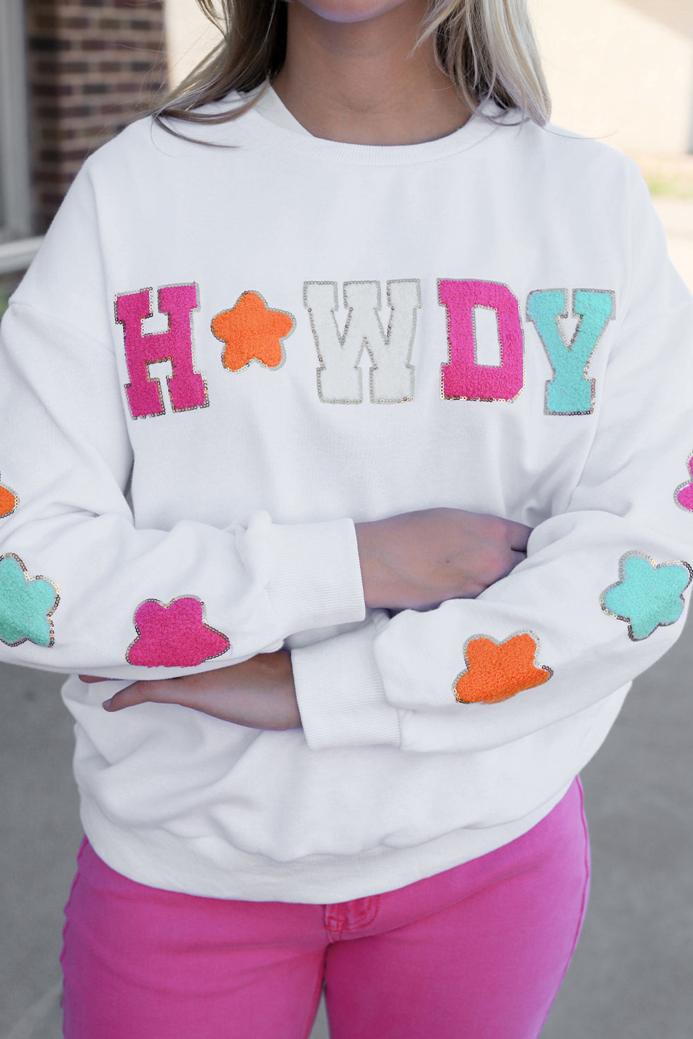 Sweatshirt Howdy Patch Graphic Casual