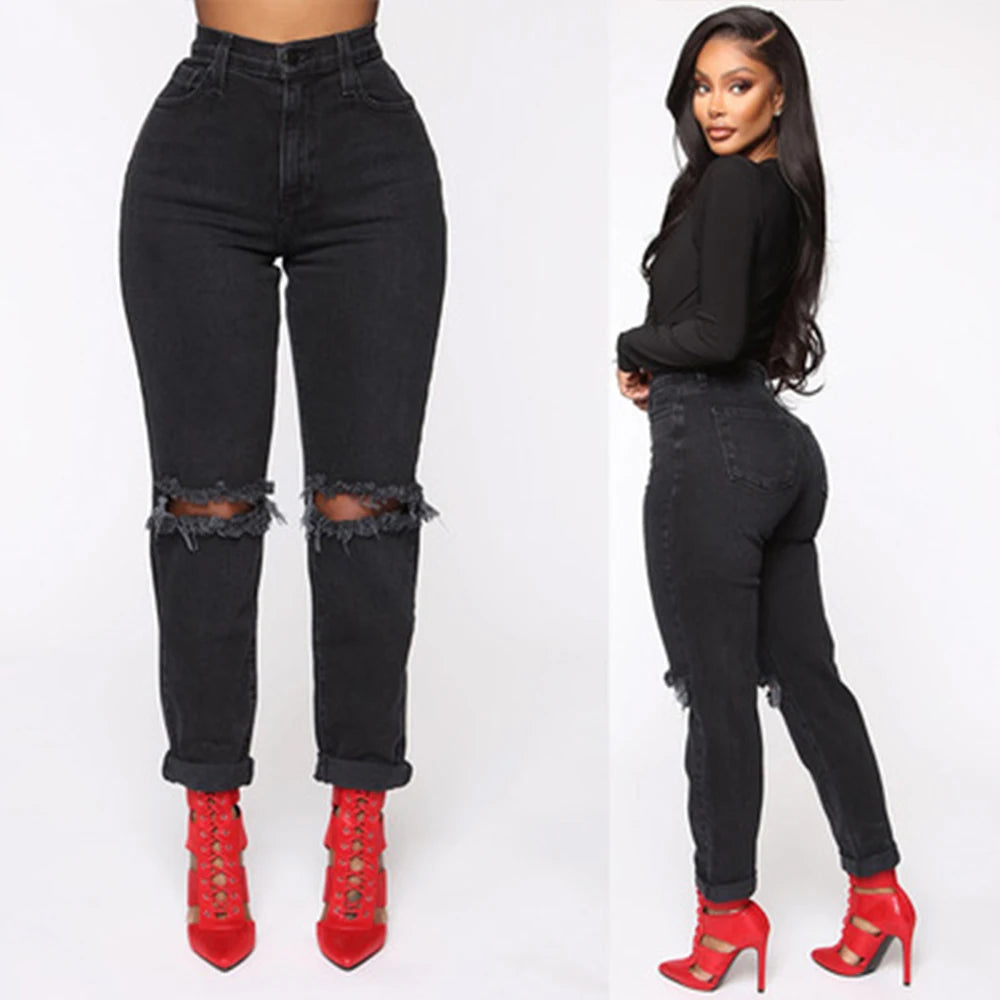 Women Jeans Knee Ripped Small-Plus Size Distressed