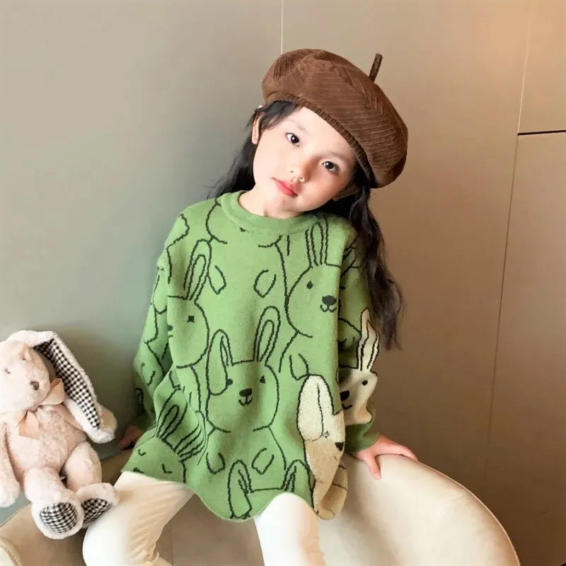 Kids Cute Rabbit Knit Sweaters Pullover Long Sleeve 6 8