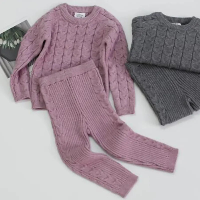 Baby Boys/Girls Knit Base Shirt Long Sleeve Top + Pants Clothing Sets