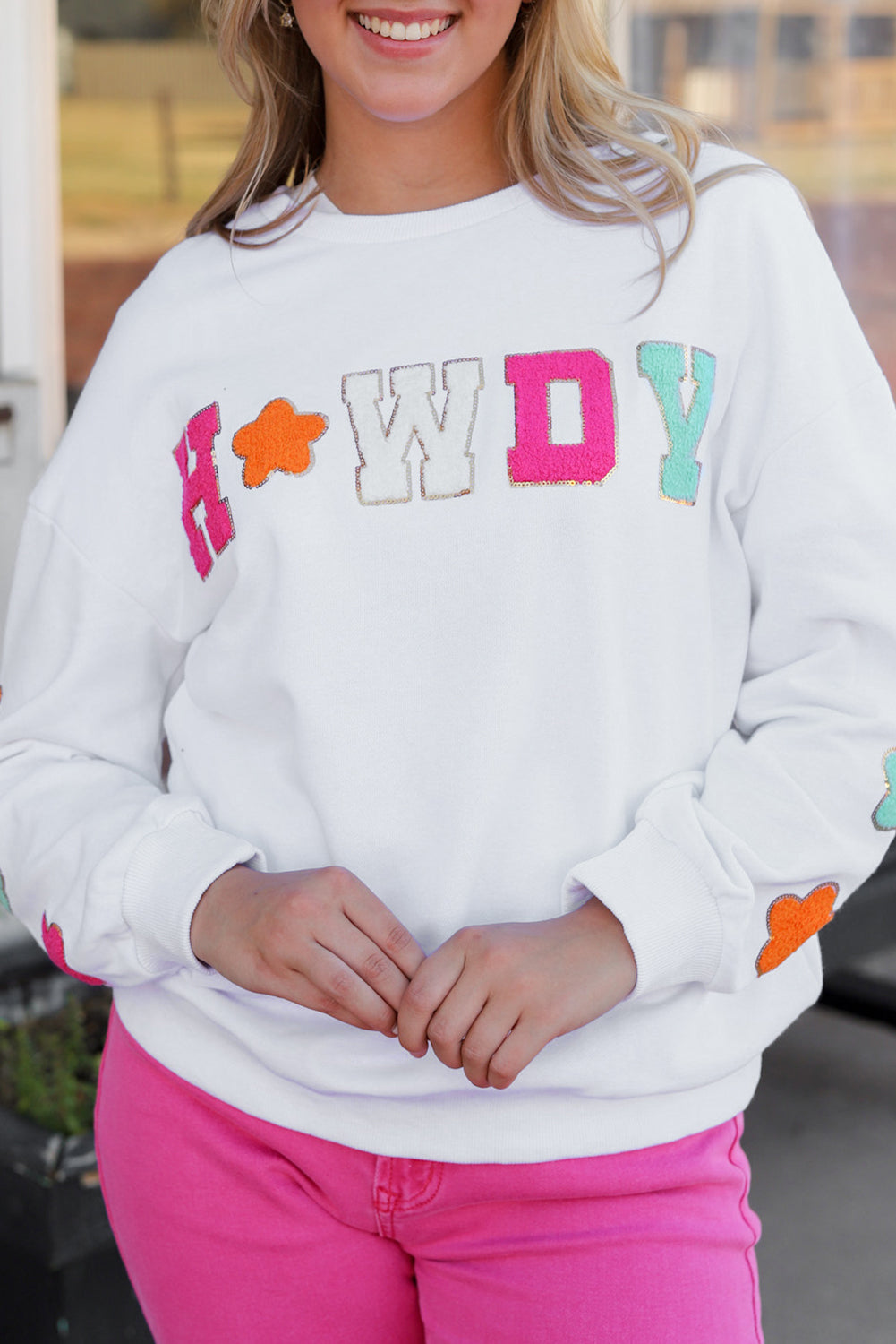 Sweatshirt Howdy Patch Graphic Casual