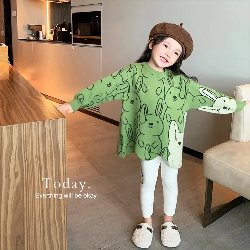 Kids Cute Rabbit Knit Sweaters Pullover Long Sleeve 6 8