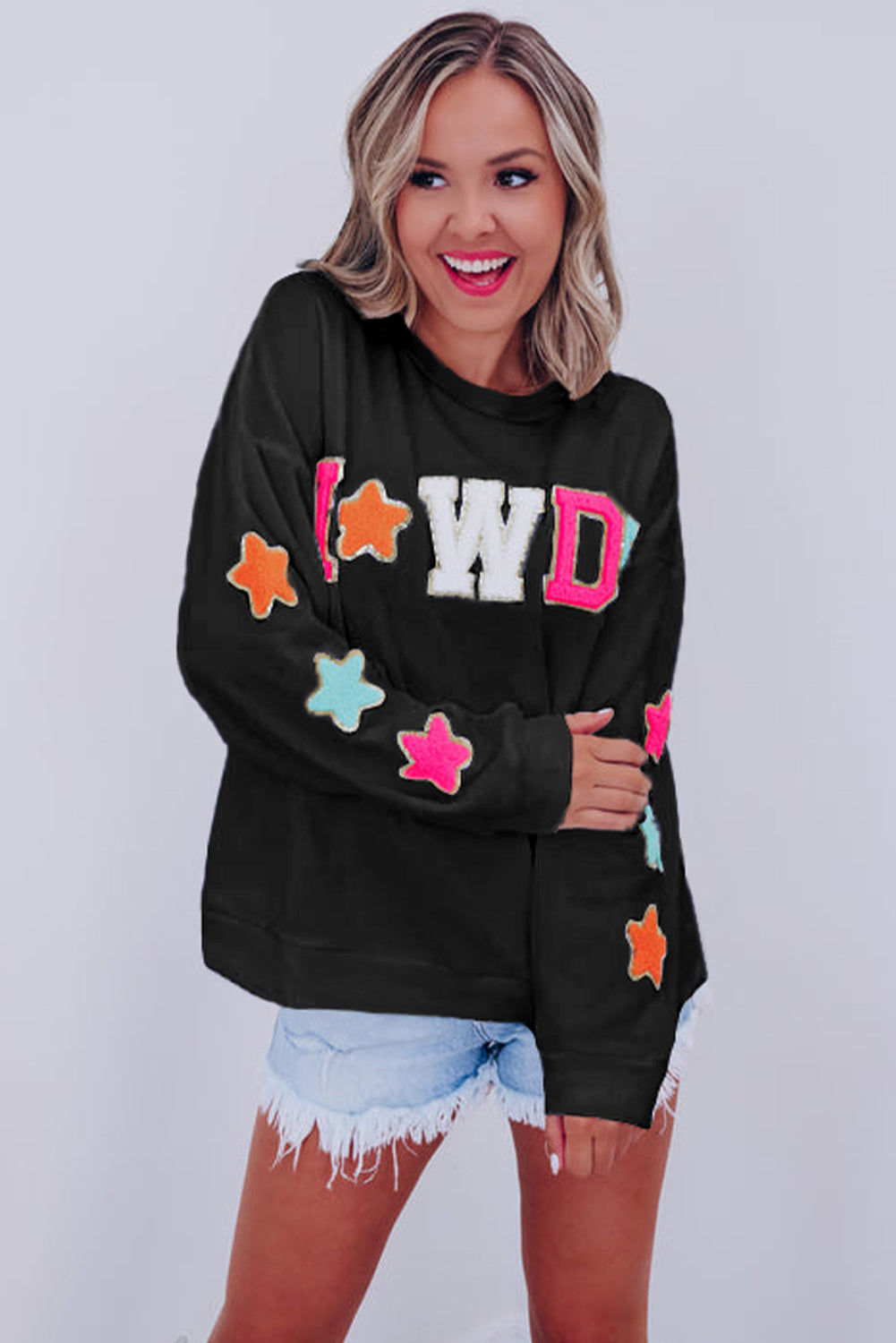 Sweatshirt Howdy Patch Graphic Casual