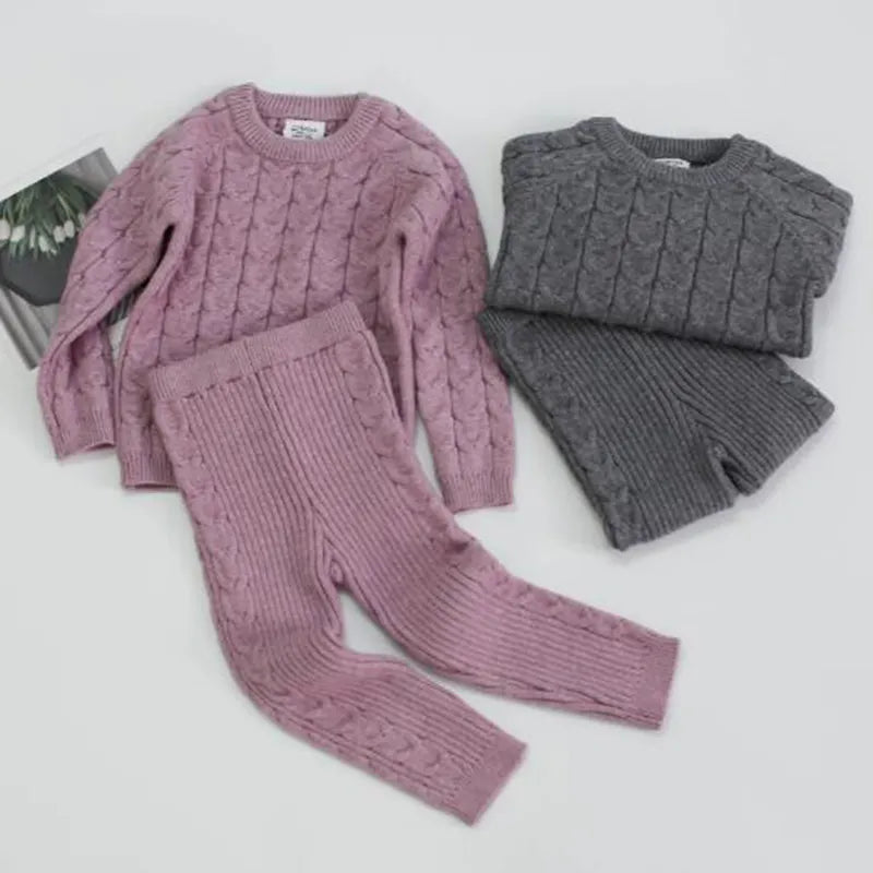 Baby Boys/Girls Knit Base Shirt Long Sleeve Top + Pants Clothing Sets